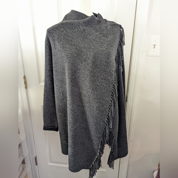 Women's Max Studio gray wood blend sweater wrap long sleeve size L - Picture 1 of 8